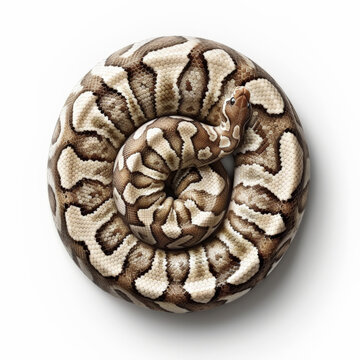 ball python curled in spiral, showcasing its elegant patterns and colors
