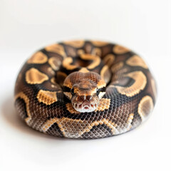 Fototapeta premium ball python curled up in relaxed position, showcasing its unique patterns and colors