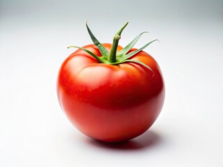 A flawless red tomato: minimalist still life photography.  Simple background, unblemished beauty.