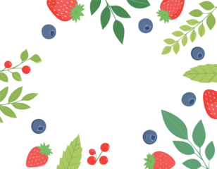 Berry illustration border frame with transparent background