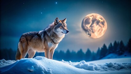 Naklejka premium Lone Wolf in the Winter Wilderness