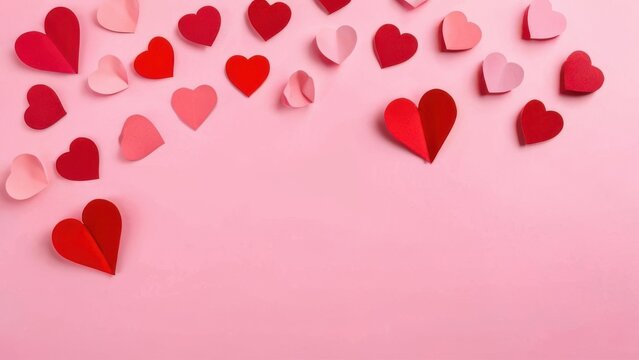 pink hearts on a red background - Powered by Adobe