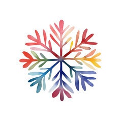 Fototapeta premium A colorful, artistic snowflake design with intricate leaf-like patterns radiating from a central point.