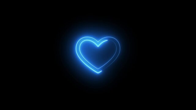 Light neon moving around the heart symbol. black background, 4k.Social love heart icon animation with optional luma matte.Heart icon, neon styled, vj loop animated, 