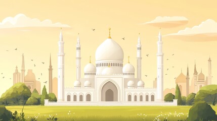 Obraz premium Mosque under beige sky