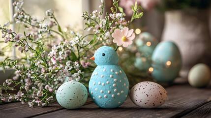 Obraz premium easter decoration with easter eggs and bunny