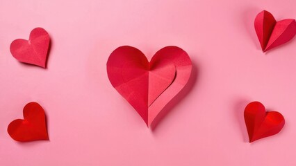 red hearts on a pink background