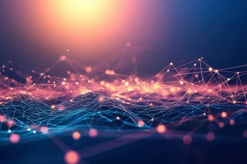 Abstract Network Digital Data Visualization Landscape