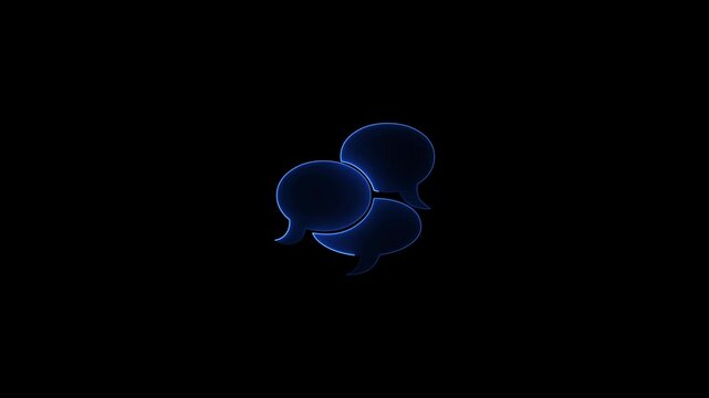 Futuristic neon light effect, empty copy space. 4K motion graphic. Chat neon sign, chat bubbles, chat bubbles in glowing neon light, glowing message , Question bubbles chat icon, Help sign, bubble com