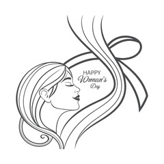 Happy woman day typography woman line art illustration 