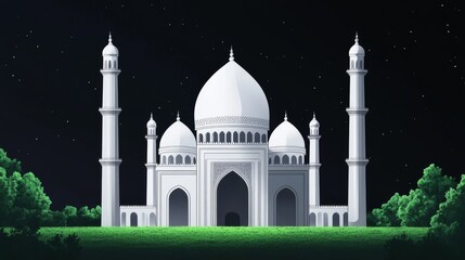 Obraz premium Mosque under black sky. mosque. icon