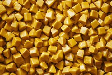 Golden Cubes Of Sweet Buttery Caramel Candy