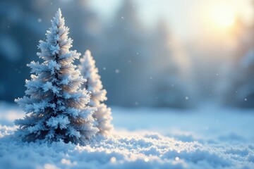 Sparkling frost adorns crystal trees against a backdrop of shimmering snow, frosty, shimmering, frost