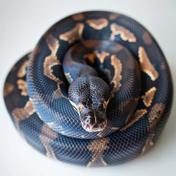 striking ball python coiled elegantly, showcasing its unique patterns and colors