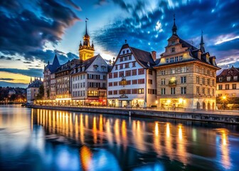 Fototapeta premium Lucerne Switzerland Historic Building Long Exposure Night Photography