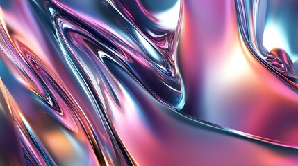 Colorful Abstract Waves Create a Mesmerizing Visual Display in Smooth Metallic Textures and Vibrant Hues