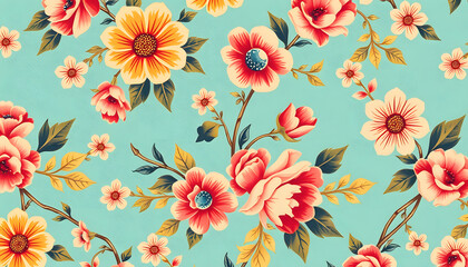 Floral Print, vintage. isolated with white shades