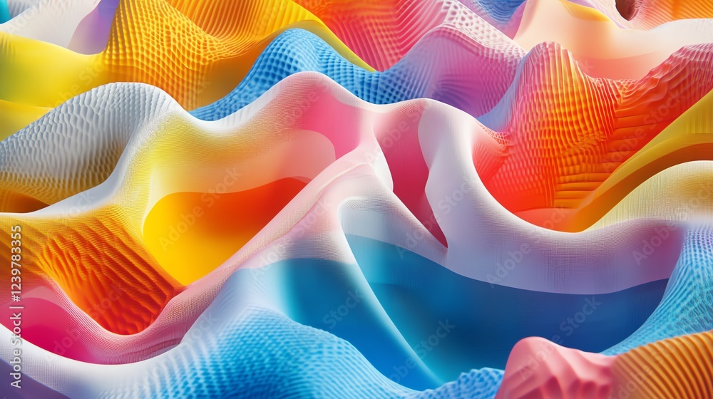 Poster colorful abstract waves flow smoothly across the surface to create vibrant patterns in a digital des