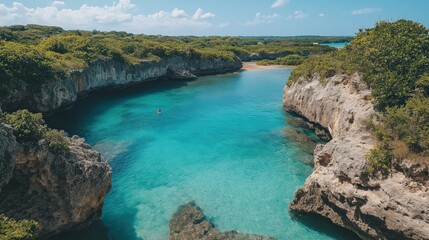 Obraz premium Secluded Turquoise Cove Aerial View