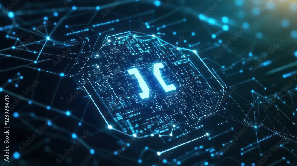 Poster digital code circuitry: abstract technology background
