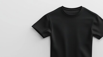 Black T-shirt mockup, studio shot, plain background, apparel design
