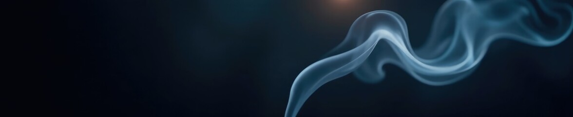 Fototapeta premium Flickering cigarette smoke wafts upwards against a dark background, shadows, mist