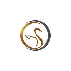 Obraz premium Priswan logo with sun background in minimalist linear design stylent