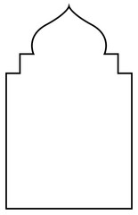 Black Outline Dome with Double Rectangle Oriental Style Islamic Frame Arches with Modern Boho for Door