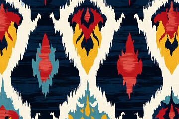 Ikat Texture: An intricate ikat pattern in vibrant colors adds a touch of luxury and tradition to textile design, showcasing the beauty of handmade craftsmanship and the artistry of this technique.