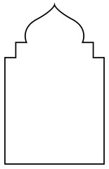 Black Outline Dome with Double Rectangle Oriental Style Islamic Frame Arches with Modern Boho for Door