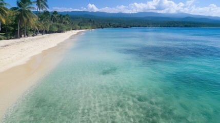 Idyllic Tropical Beach Scene With Turquoise Water And White Sand
