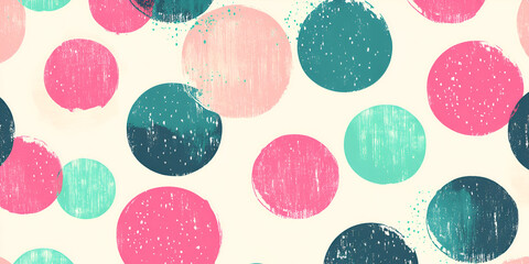 Pastel Polka Dot Pattern: A cheerful and playful seamless pattern featuring pastel pink, teal, and navy polka dots on a creamy background.  Perfect for adding a touch of whimsy to any design project.