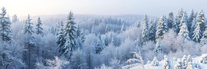 Snow-covered trees and winter wonderland landscape, scenic, outdoors, frozen