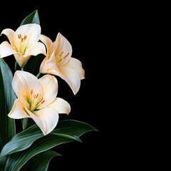 Elegant Cream Lilies Bouquet  Dark Background  Sympathy Card  Funeral  Condolence  Floral