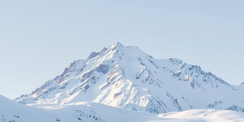 Snowy mountain peaks covered in fresh snow, standing tall and majestic against a pristine white background, nature, mountain, peak