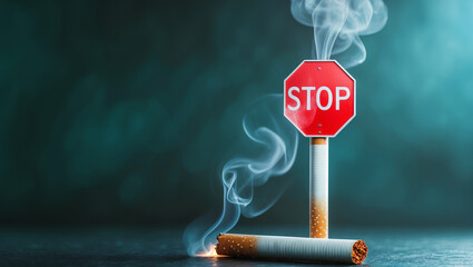 Say No to Smoking: Stop Sign Symbolizing the Fight Against Tobacco and Lung Cancer