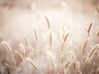 Fototapeta premium Soft and fluffy pampas grass on a blurry white background, abstract, boho style, nature