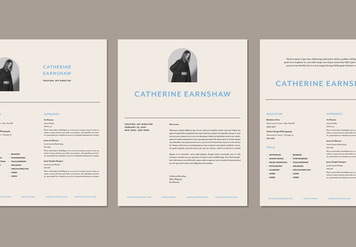 Minimalist Resume and Cover Letter Layout Design with Photo 
