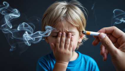 Obraz premium Protecting Children from Secondhand Smoke: The Dangers of Smoking Near Kids
