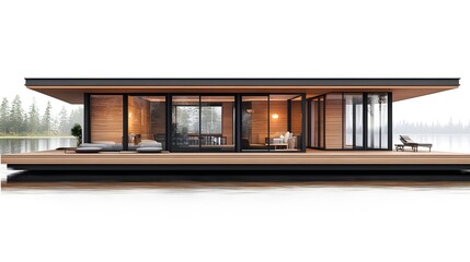 Wooden House Design Portrait In White Background