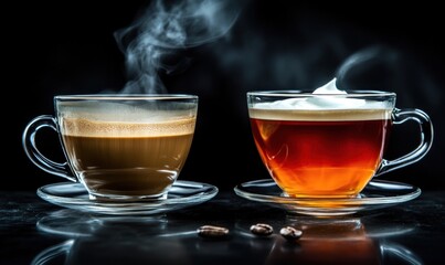 Steaming Cups of Coffee and Tea: A Warm Beverage Delight