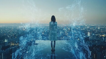 Obraz premium A business transformation strategy meeting, executives presenting digital innovation plans, AI-powered data projections, modern corporate setting --chaos 50