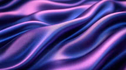 Fototapeta premium Luxurious purple and blue silk fabric with soft, flowing waves and shimmering highlights.