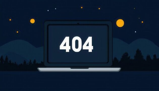 Minimalist illustration of a "404" error message with a broken chain link icon, symbolizing a disconnected page, 404 Day, modern and symbolic design, - Powered by Adobe