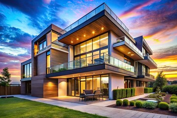 Obraz premium Modern multi-story apartments: new luxury residential development.