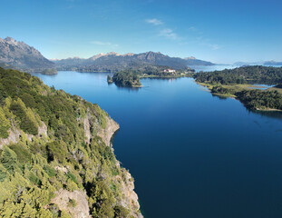 Aerial view Perito Moreno Oeste Lake, Circuito Chico, Bariloche, Patagonia, Argentina