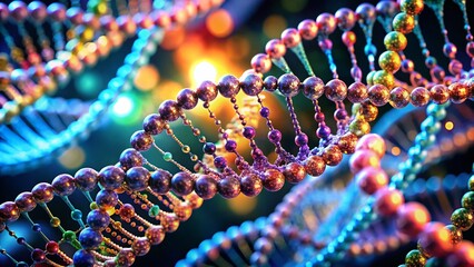 Macro Photography: Intricate DNA Double Helix Structure - Microscopic View of Genetic Code