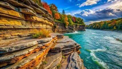 Macro Photography: Niagara River Rock Ledges - Eroded Stone Textures & Water Details