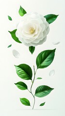 Obraz premium Floating Shattered Flowers, on White Background, Abstract Image, Texture, Pattern Background, Wallpaper, Cover and Screen of Smartphone, PC, Laptop, 9:16 and 16:9 Format
