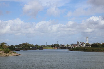 Fototapeta premium New Orleans, Louisiana city skyline from a steamboat on the Mississippi River